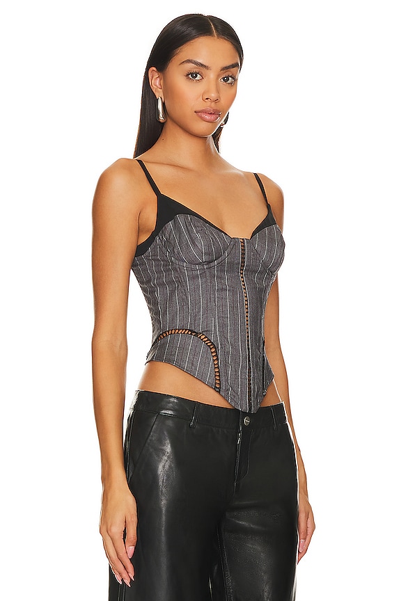 view 2 of 4 Cristina Corset in Dark Gray Stripe