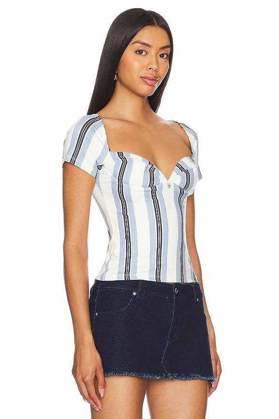 view 2 of 5 Olivia Top in Black & Blue Stripe