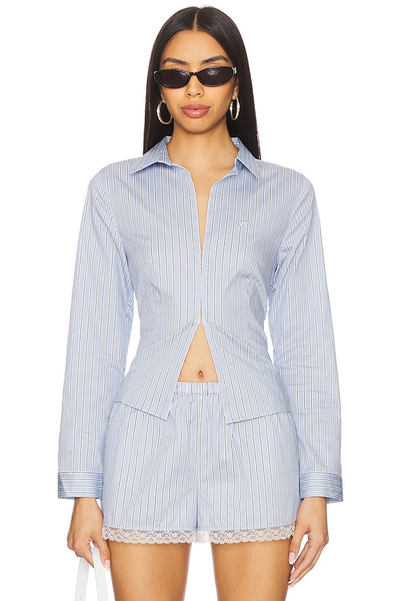 view 1 of 5 Victoria Top in Periwinkle Stripes