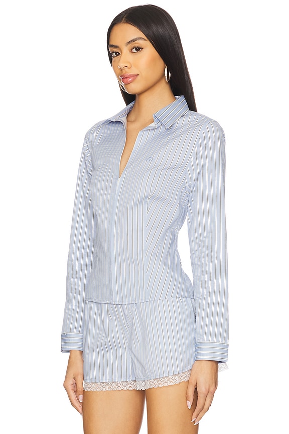 view 2 of 5 Victoria Top in Periwinkle Stripes