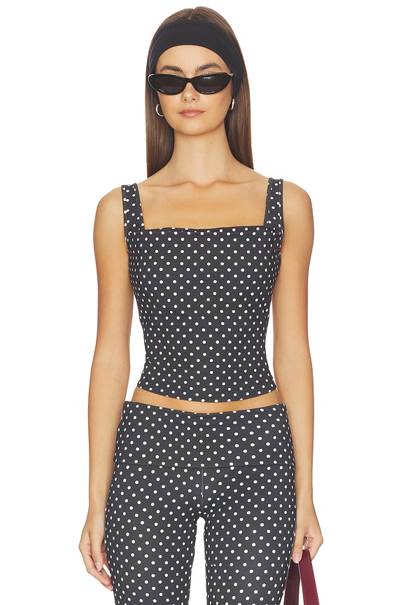 view 1 of 5 Luna Top in Black Small Dot