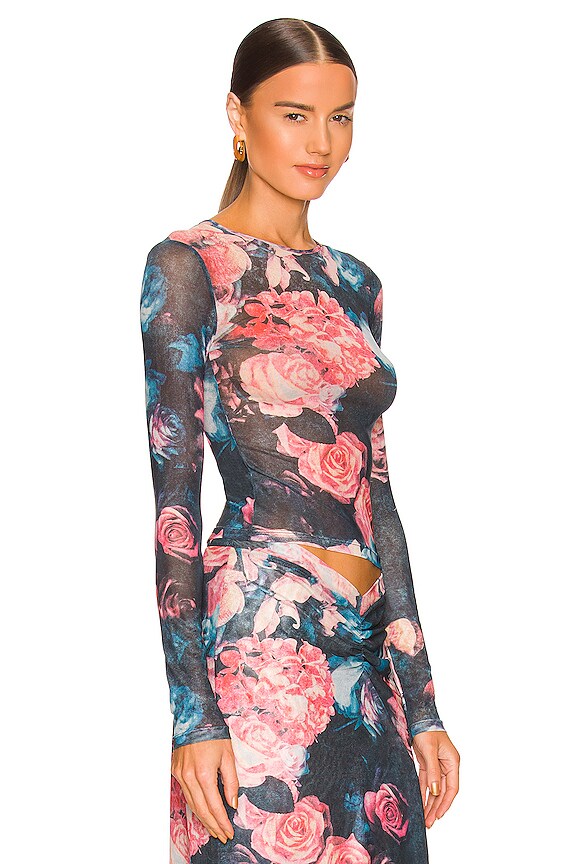 view 2 of 4 Power Mesh Long Sleeve Tee in Decades Rose