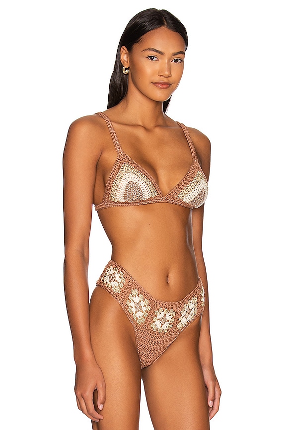 view 2 of 5 Jade Bikini Top in Noix, Sparkling Brown, cru
