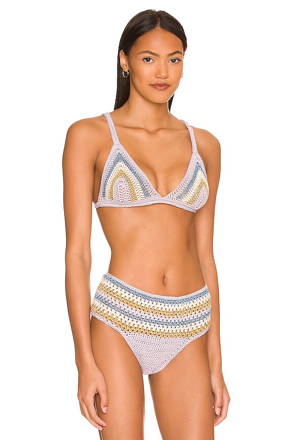 view 2 of 5 Joy Bikini Top in Violine, Ecru, Sparkling Blue, & Gold