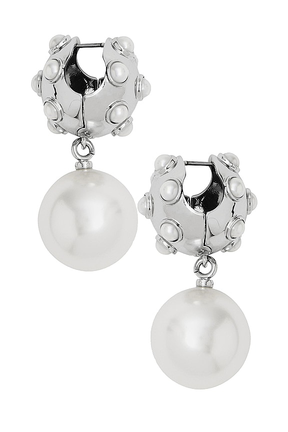 view 2 of 4 PENDIENTE PEARL DOT in White & Silver