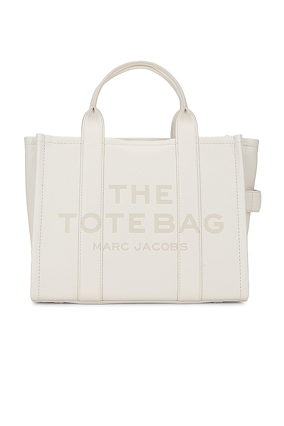 view 2 of 6 The Leather Medium Tote in Cotton & Silver