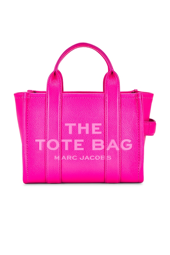 view 2 of 6 The Leather Small Tote Bag in Hot Pink