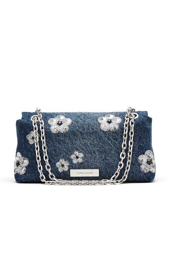 view 2 of 3 The Sequin Daisy Denim Dual Chain Wallet in Vintage Indigo