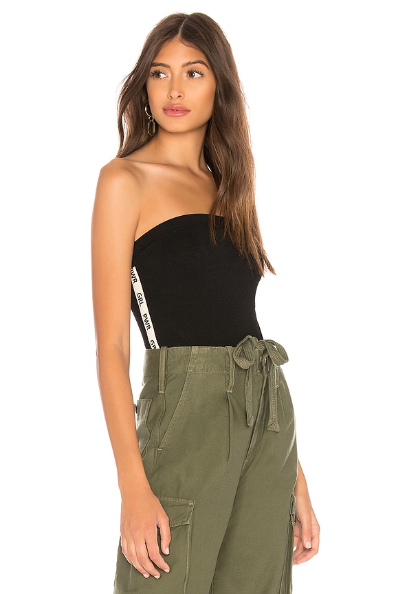 view 2 of 4 Printed Tape Tube Top in Black