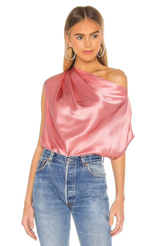 view 1 of 5 BLUSA DE SEDA ASIMÉTRICA in Rose