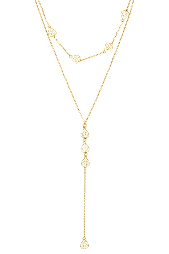 view 2 of 3 COLLAR LARIAT PAVE HEART in Gold