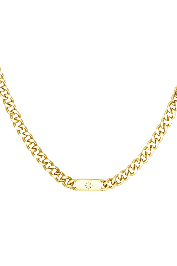 view 2 of 3 Starburst Cuban Link Necklace in Gold