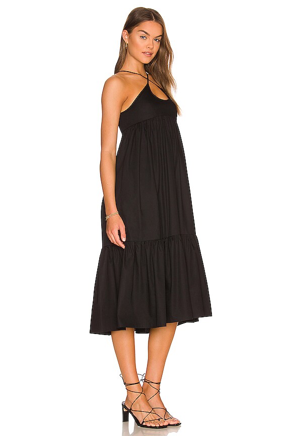 view 2 of 3 Cross Strap Cutout Midi Dress in Black Poplin