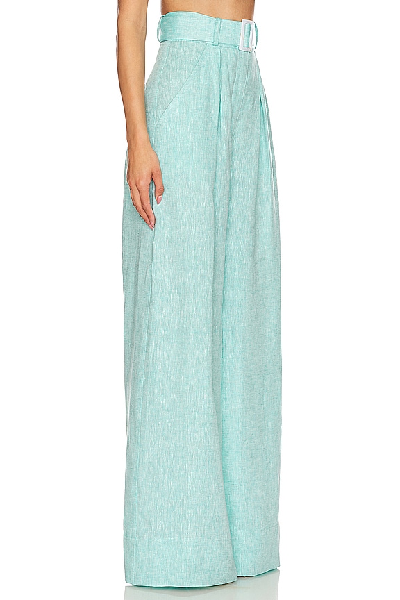 view 2 of 4 PANTALON JAMBES LARGES AVEC PLIS in Seafoam Melange