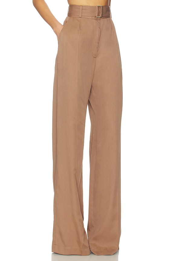 view 2 of 6 Belted Wide Leg Trouser in Mocha Lyocell