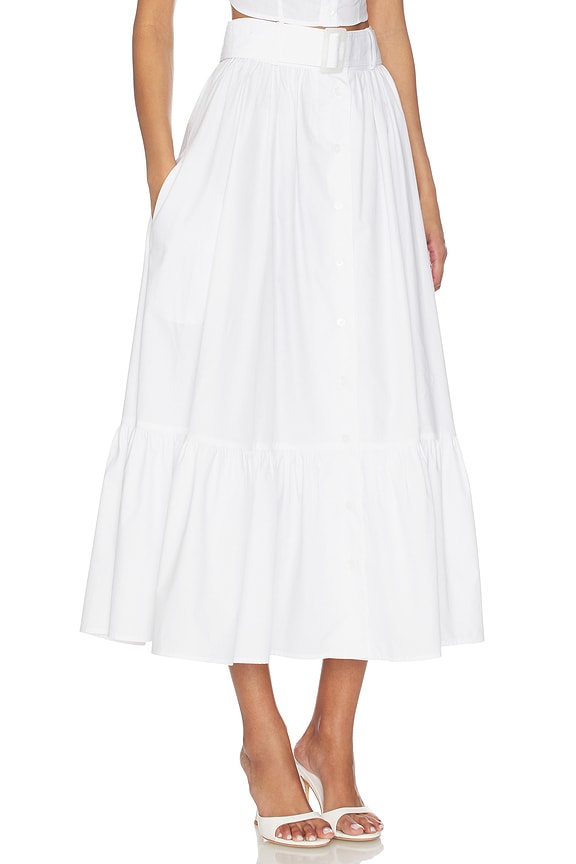 view 2 of 6 Button Down Midi Skirt in White Poplin