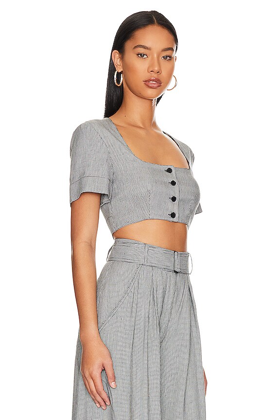 view 2 of 5 Apron Crop Top in Black Houndstooth