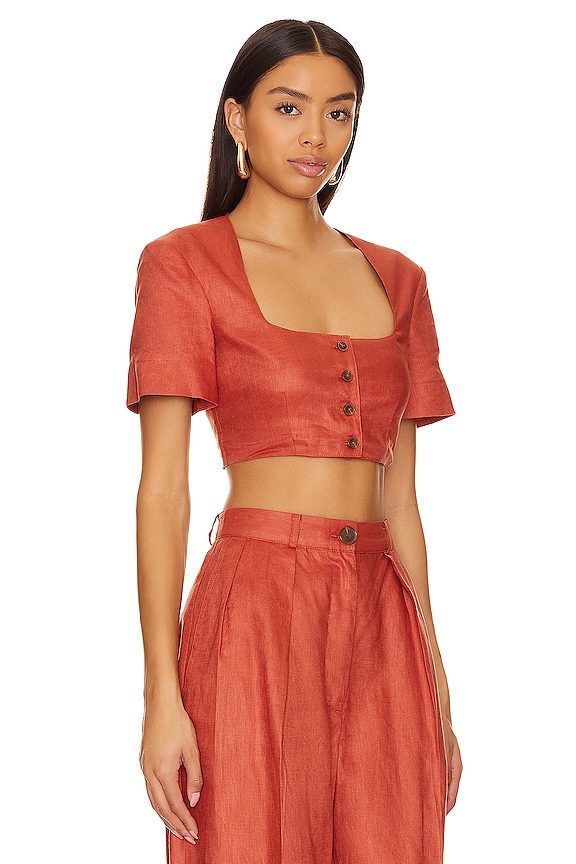 view 2 of 4 Apron Crop Top in Terracotta