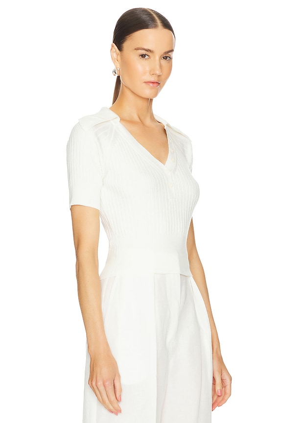 view 2 of 4 TOP CORTO DE PUNTO DE CANALÉ POLO in White Knit