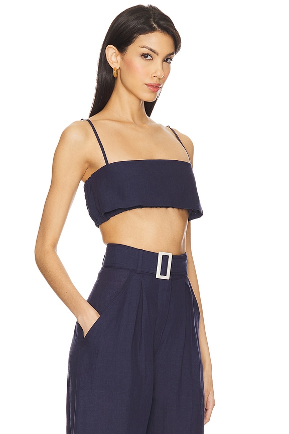 view 2 of 4 구조화된 반도 크롭 탑 in Navy Linen
