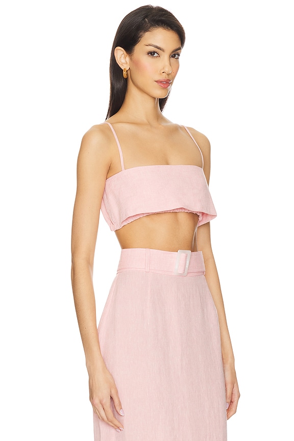 view 2 of 4 TOP BANDEAU CROPPED STRUCTURÉ in Pink Linen