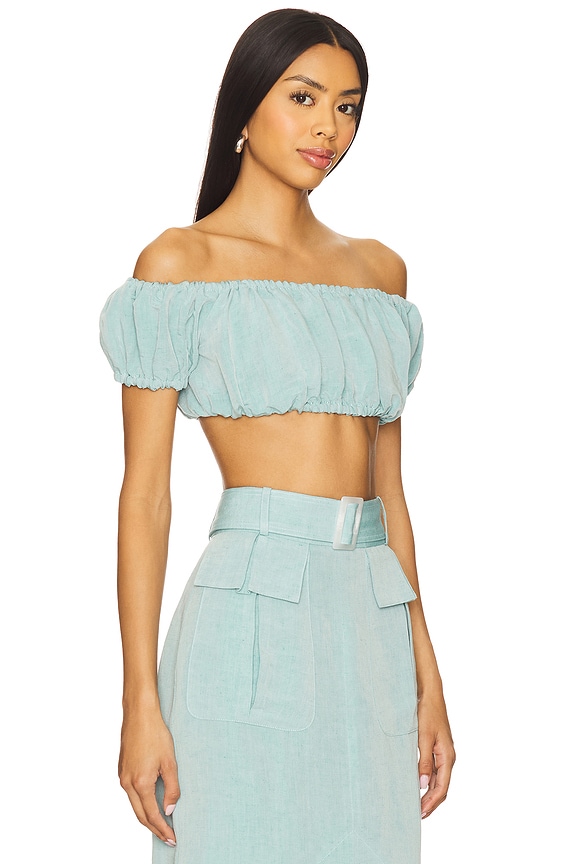 view 2 of 4 クロップトップ in Seafoam Viscose Linen