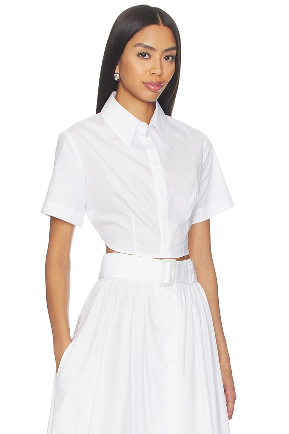 view 2 of 5 Cropped Tie Back Button Up in White Poplin