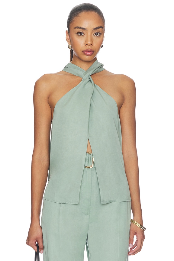view 1 of 4 Twist Halter Top in Dusty Tea