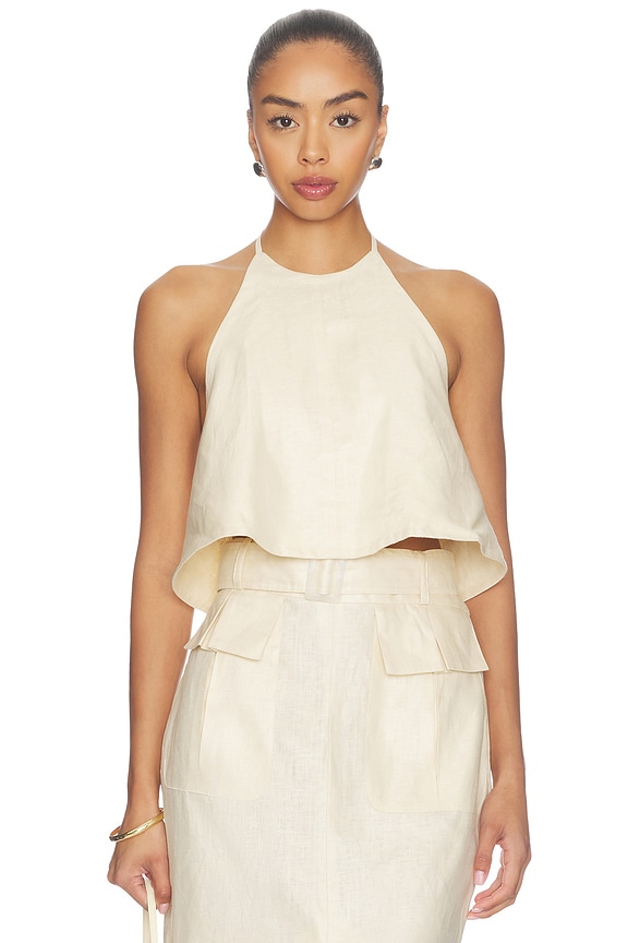 view 1 of 4 Tie Halter Top in Cream