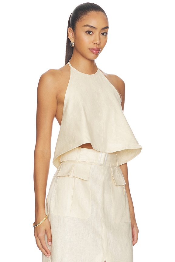 view 2 of 4 Tie Halter Top in Cream