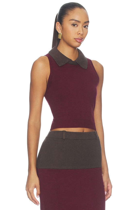 view 2 of 4 Combo Collar Cropped Tank Top in Merlot