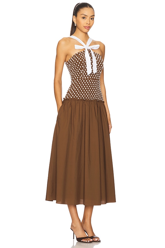 view 2 of 4 ASTRID ミディ丈ドレス in Brown & White
