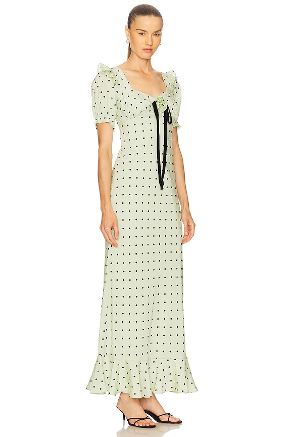 view 2 of 3 GEORGINA ドレス in Seafoam Black Dots