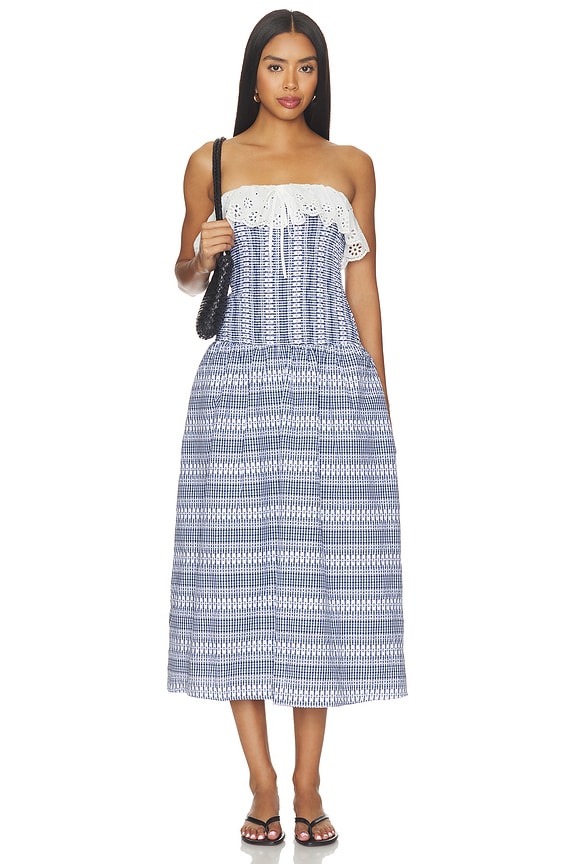view 1 of 4 Freya Dress Plaid in Blue White Embelished