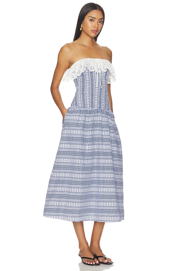 view 2 of 4 Freya Dress Plaid in Blue White Embelished