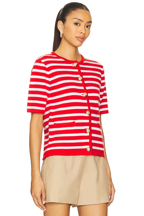 view 2 of 4 Dorothy Cardigan in Chilli Red Stripe