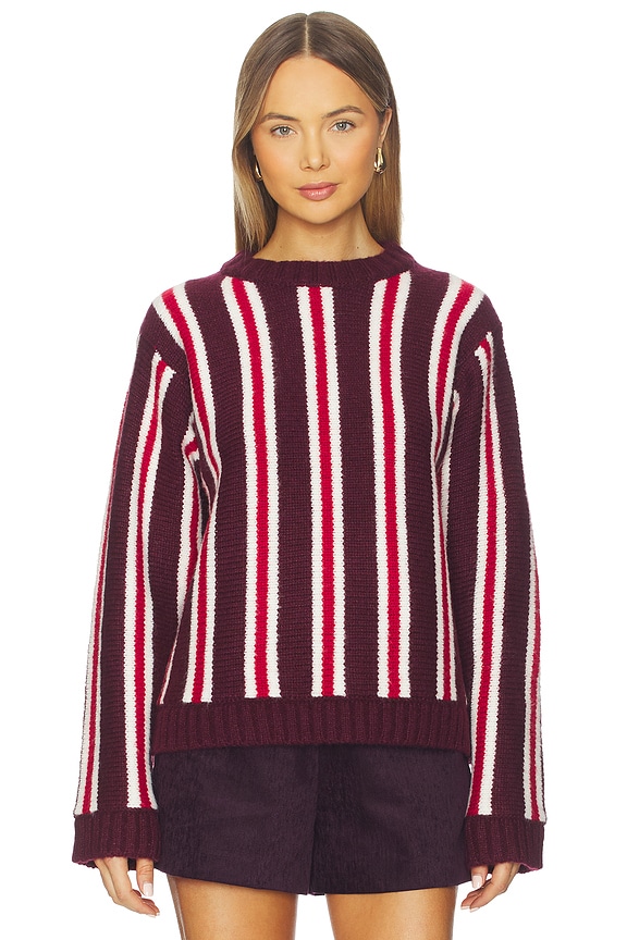 view 2 of 5 Drew Sweater in Burgundy Stripe