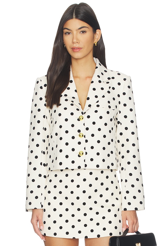 view 1 of 4 BLOUSON MARINE in White Black Dots