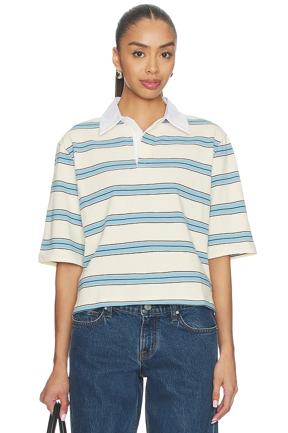 view 1 of 4 Frankie Top in White & Light Blue Stripe