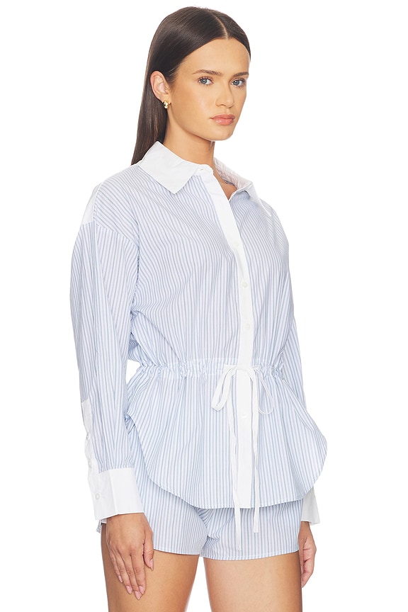 view 1 of 4 Noa Top in Blue Green Stripe