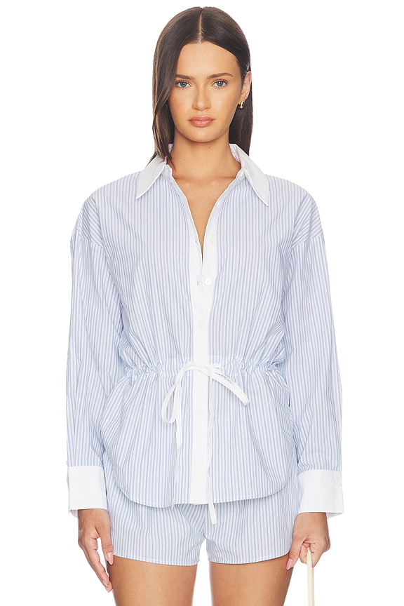 view 2 of 4 Noa Top in Blue Green Stripe