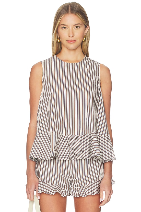 view 2 of 5 Miller Top in Brown Navy Stripe