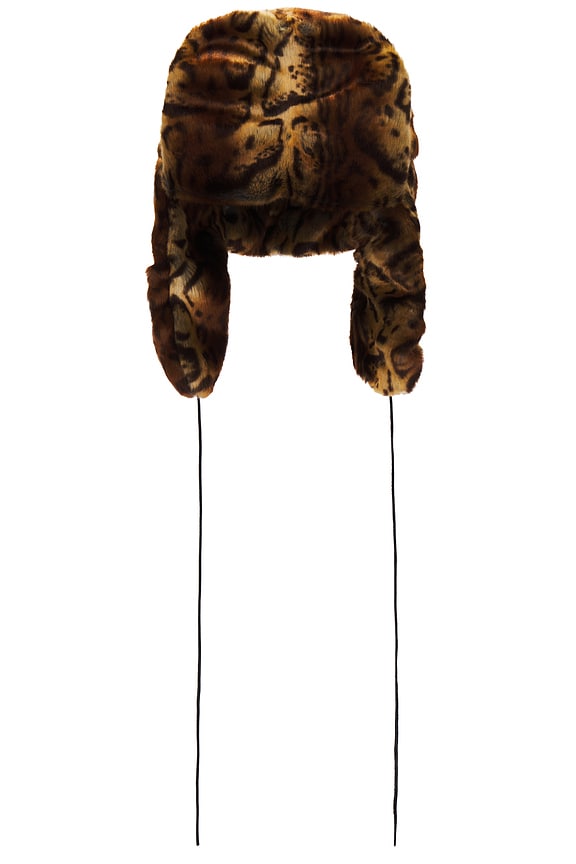 view 2 of 3 Faux Fur Ski Hat in Animal Print