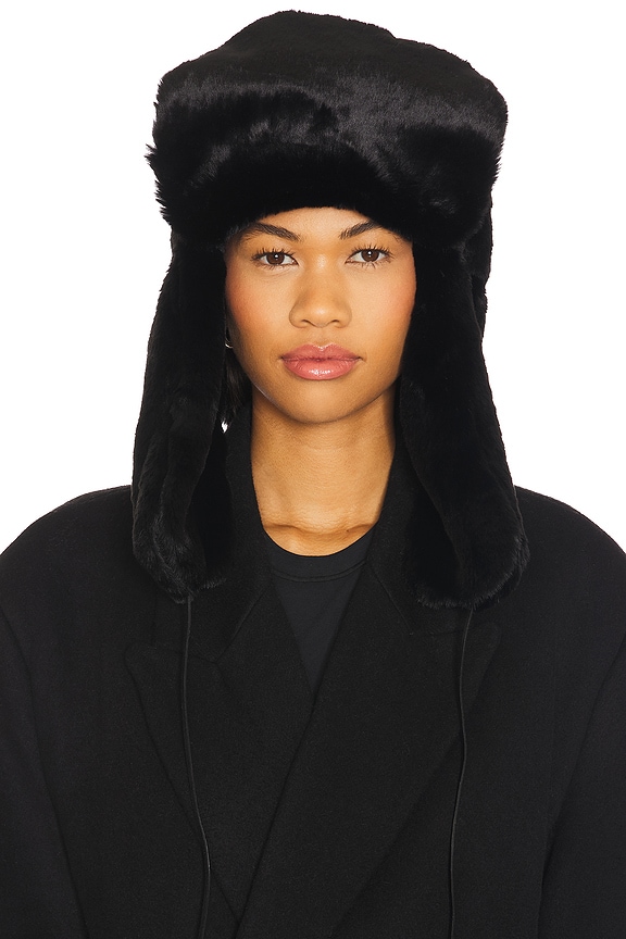 view 1 of 2 Faux Fur Ski Hat in Black