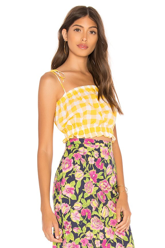 view 2 of 4 Cropped Cami Top in Yellow Check