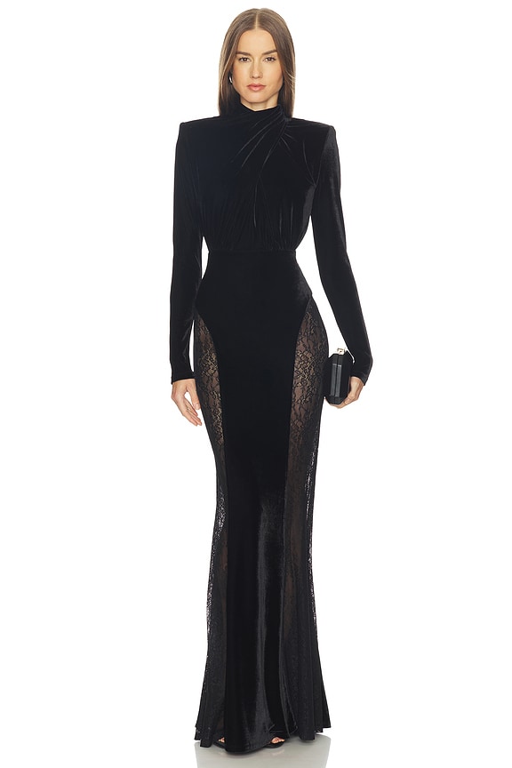 view 2 of 3 x REVOLVE Sarto Velvet Gown in Black