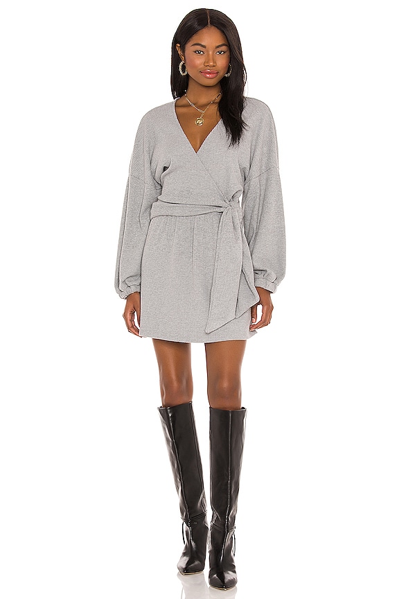 view 1 of 3 x REVOLVE Tie Front Mini Dress in Heather Gray