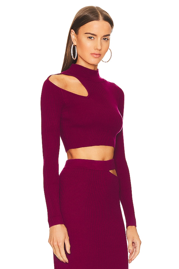 view 2 of 5 X REVOLVE Annalisa Sweater with Cutouts in Dark Raspberry