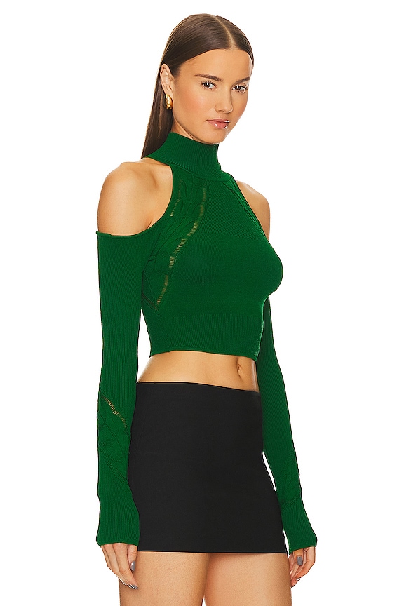 view 2 of 4 Jesseni Cold Shoulder Top in Forest Green