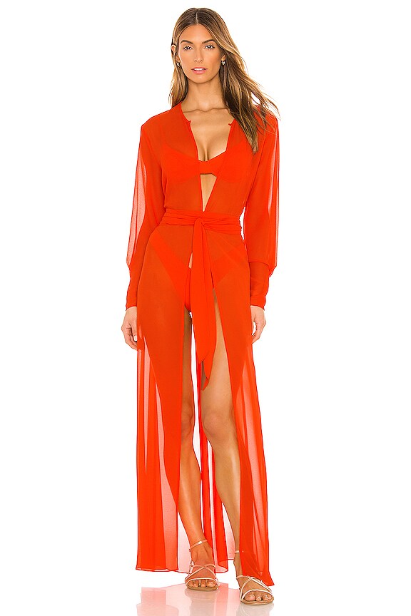 view 1 of 4 MANTEAU LARGE VALENCIA in Red Orange